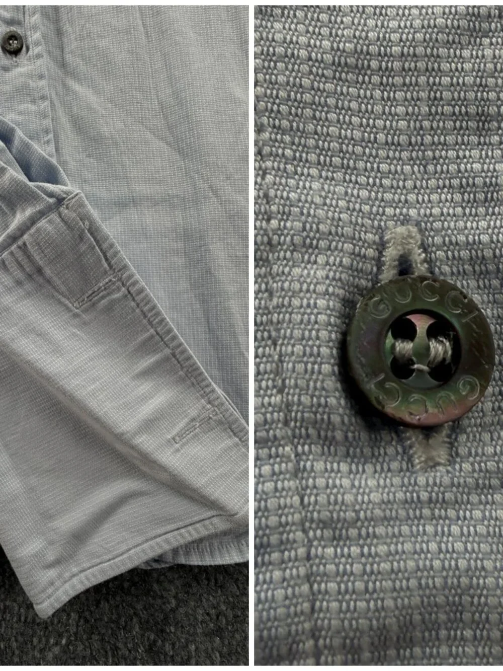 Gucci Blue French Cuff Long Sleeve Button Up Shirt Italy Size 16 Cotton Point